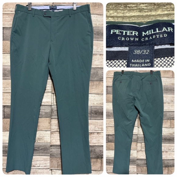 Peter Millar Crown Crafted Pants Men’s 38x32 Green Performance Stretch Golf